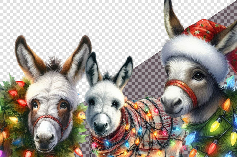 Christmas Donkey Clipart Bundle - CraftNest - Digital Crafting and Art