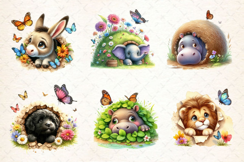 Funny Animals Hole Clipart Bundle 4 - CraftNest - Digital Crafting and Art