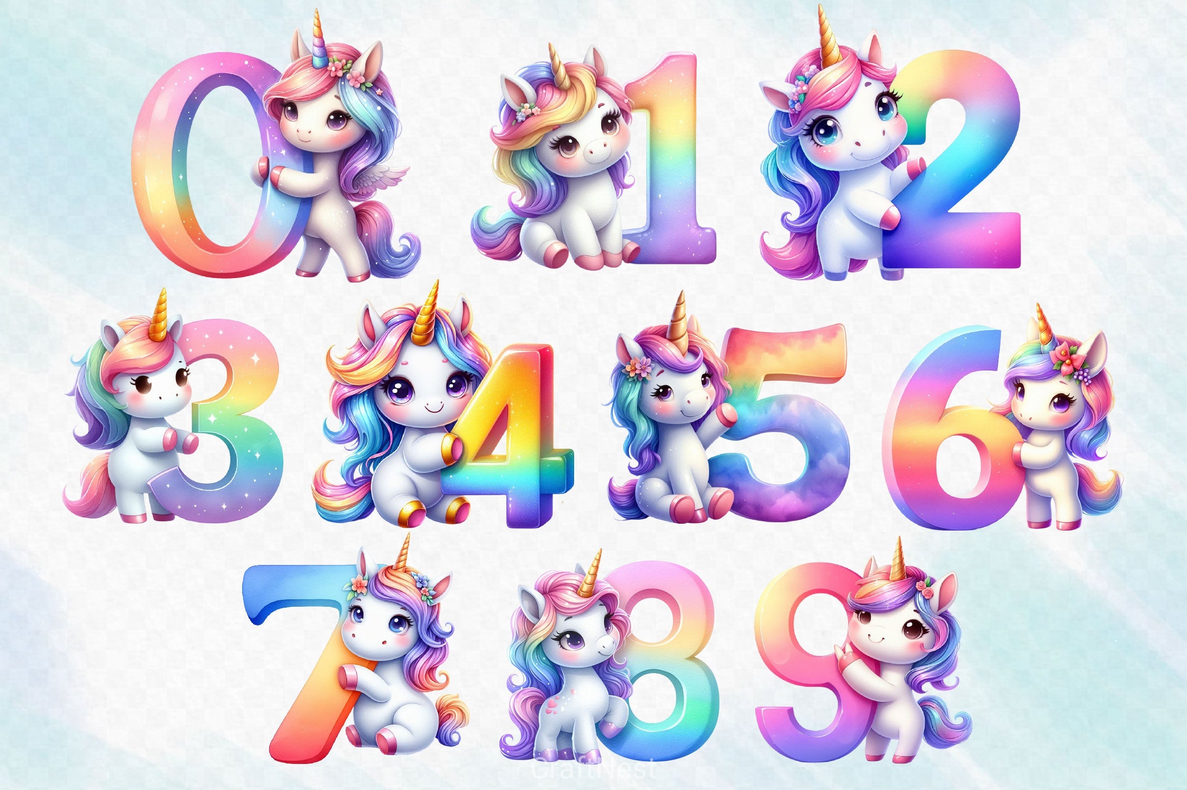 Cute Unicorn Alphabet Clipart Bundle - CraftNest - Digital Crafting and Art
