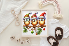 Christmas Funny Birds On Branch Clipart Bundle 2 - CraftNest - Digital Crafting and Art