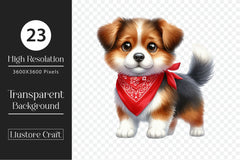 Cute Dog Red Bandana Clipart Bundle - CraftNest - Digital Crafting and Art