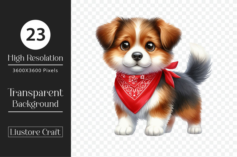 Cute Dog Red Bandana Clipart Bundle - CraftNest - Digital Crafting and Art