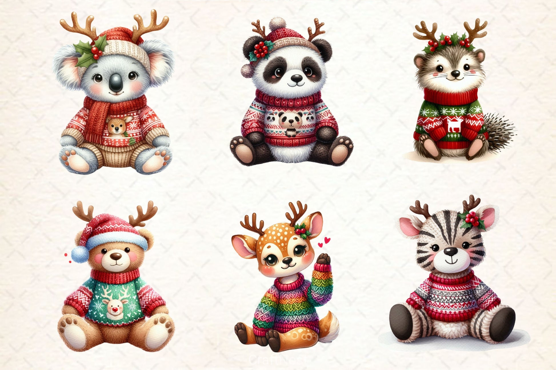 Christmas Animal Clipart Bundle 4 - CraftNest - Digital Crafting and Art