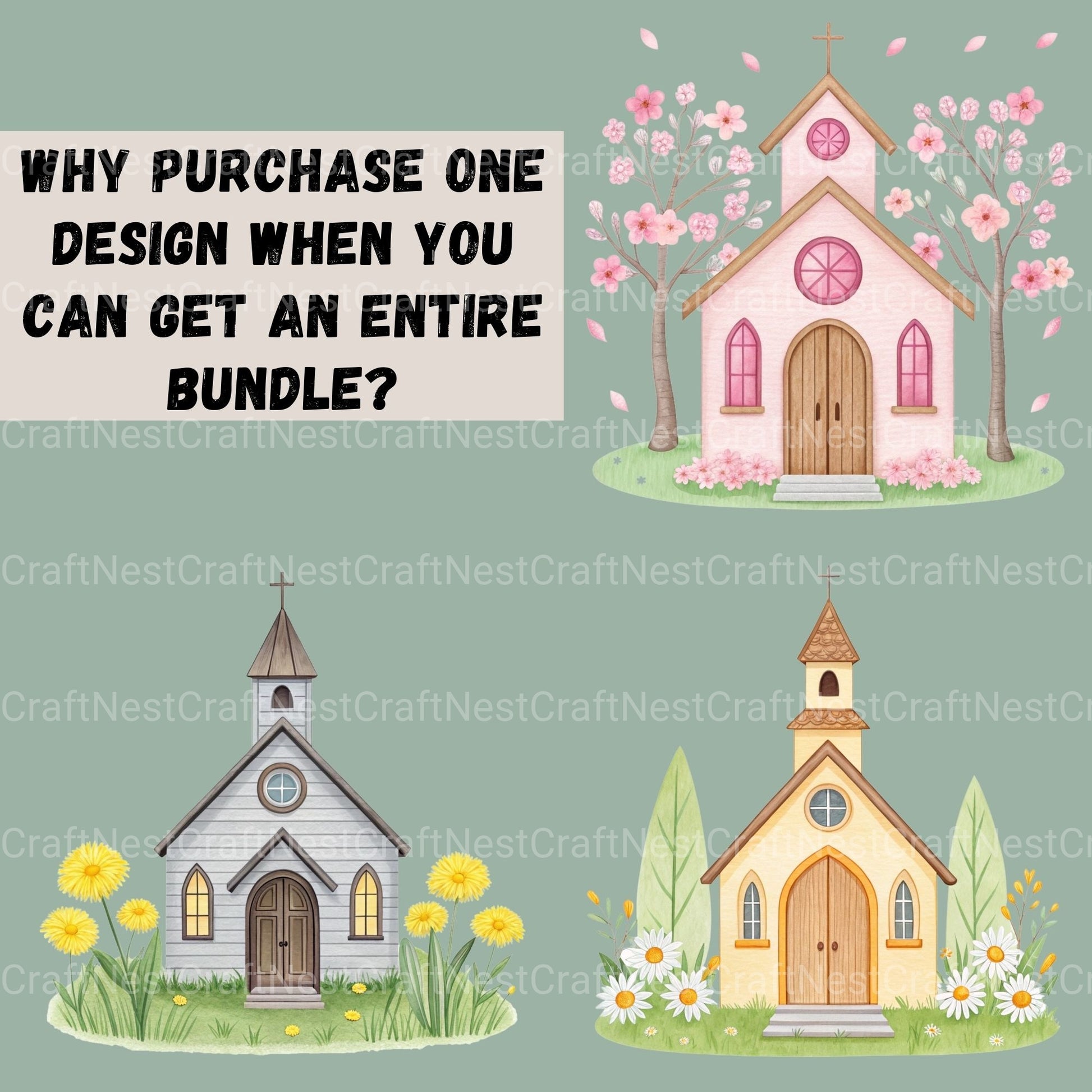 Countryside Churches Clipart Bundle - CraftNest - Digital Crafting and Art