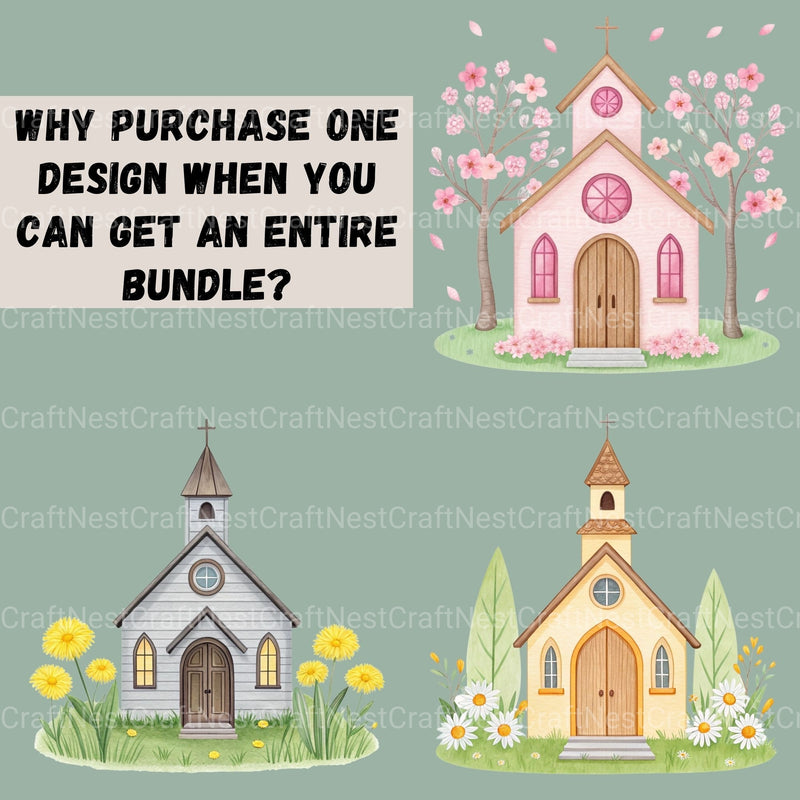 Countryside Churches Clipart Bundle - CraftNest - Digital Crafting and Art