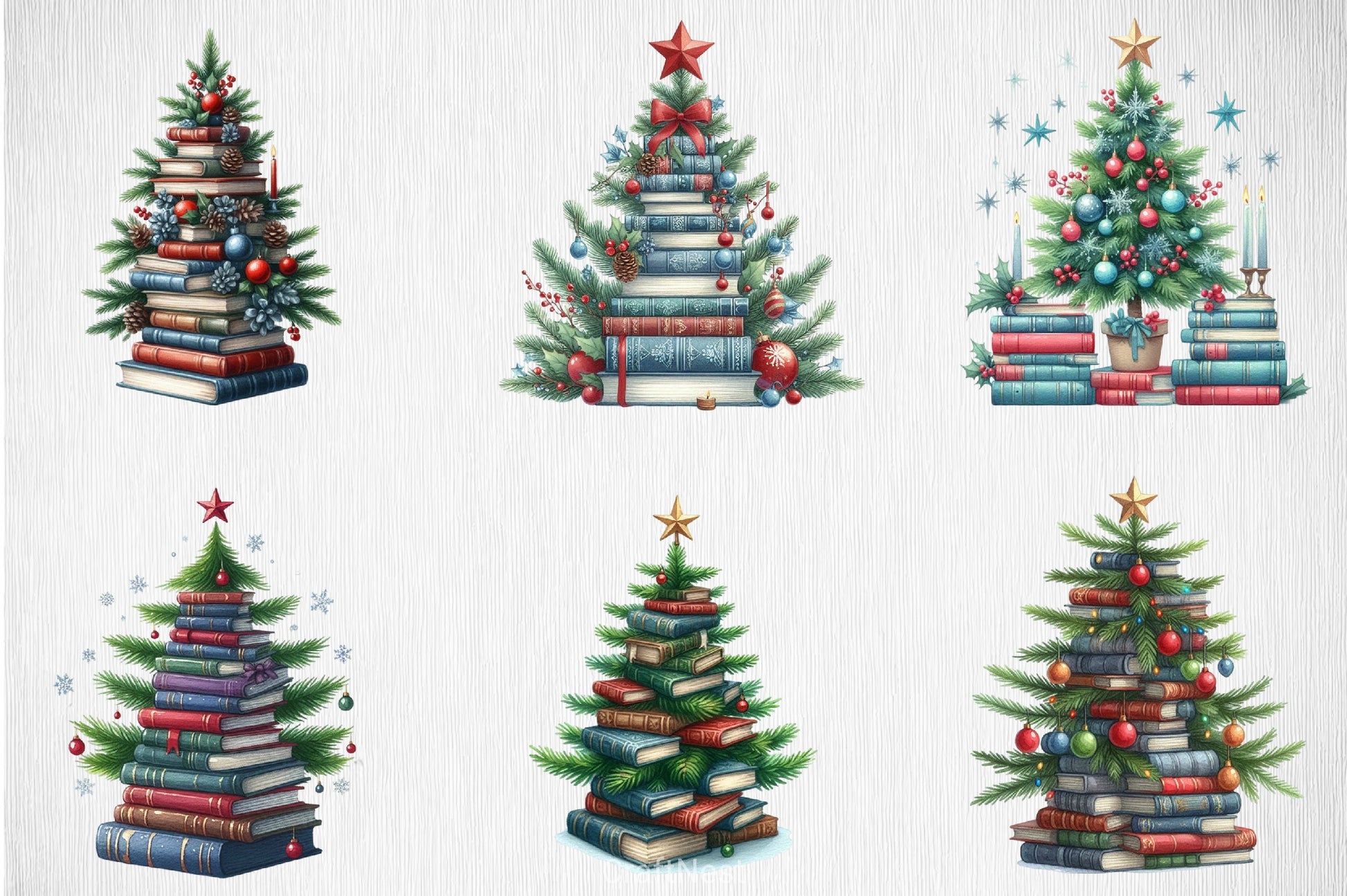 Christmas Book Tree Clipart Bundle - CraftNest - Digital Crafting and Art