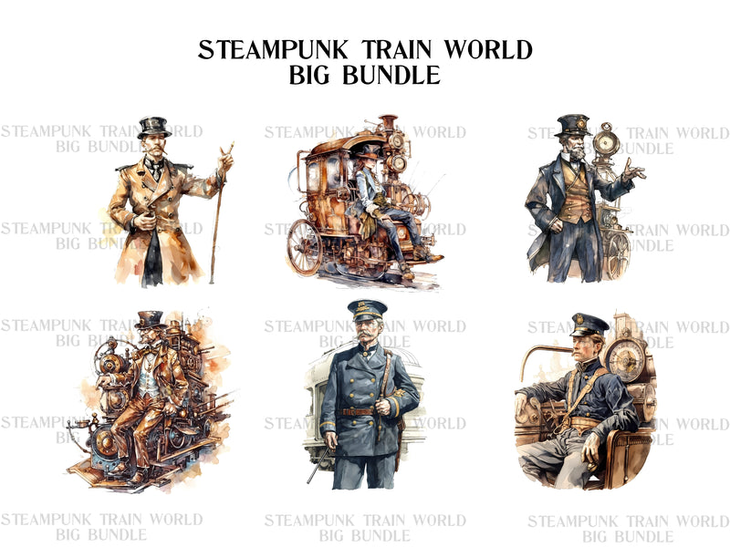 Steampunk Train World Clipart - CraftNest