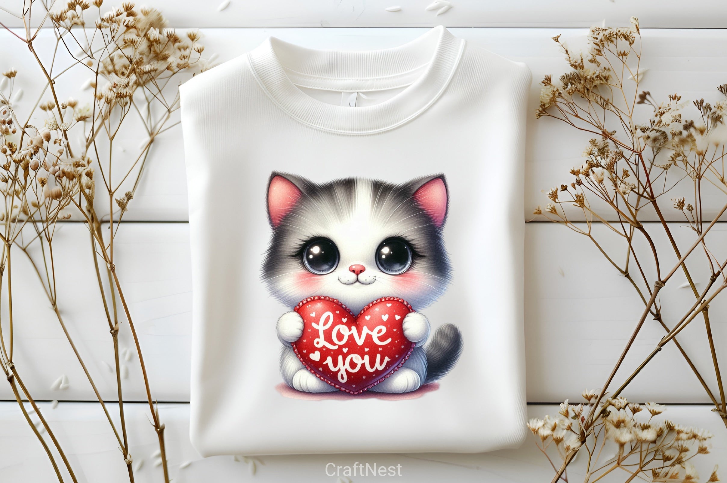 Love You Cat Valentine's Clipart Bundle - CraftNest - Digital Crafting and Art