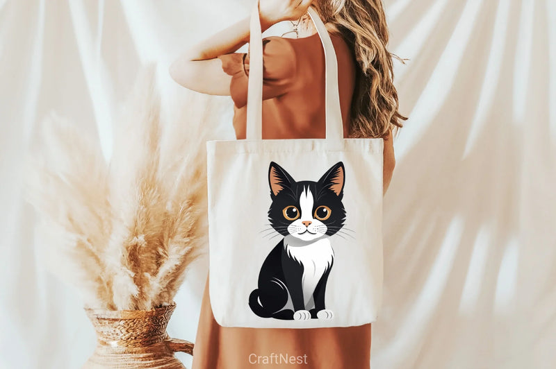 Cute Black & White Cat Clipart Bundle - CraftNest - Digital Crafting and Art