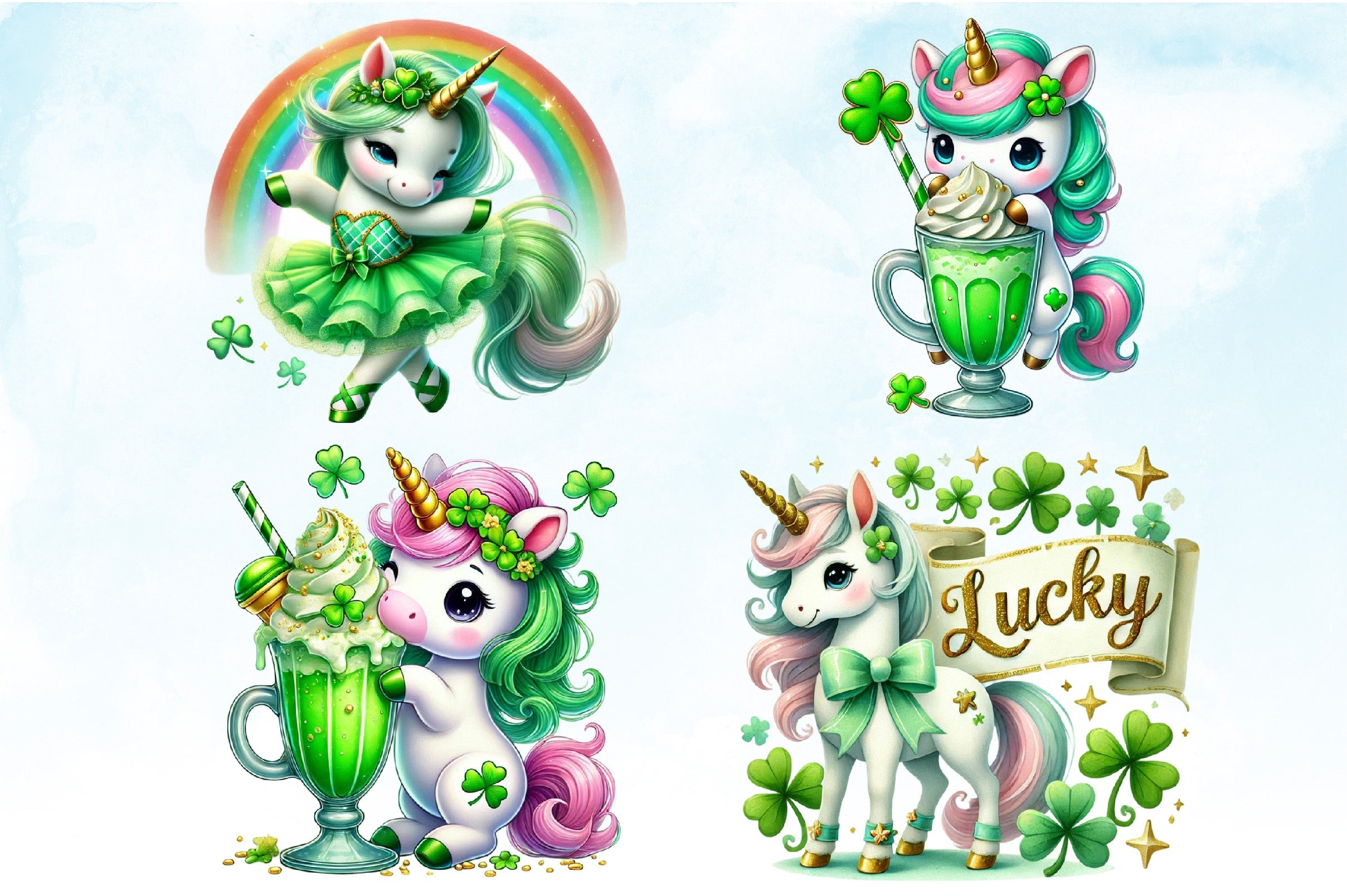 St Patrick's Day Unicorns Clipart Bundle 2 - CraftNest - Digital Crafting and Art