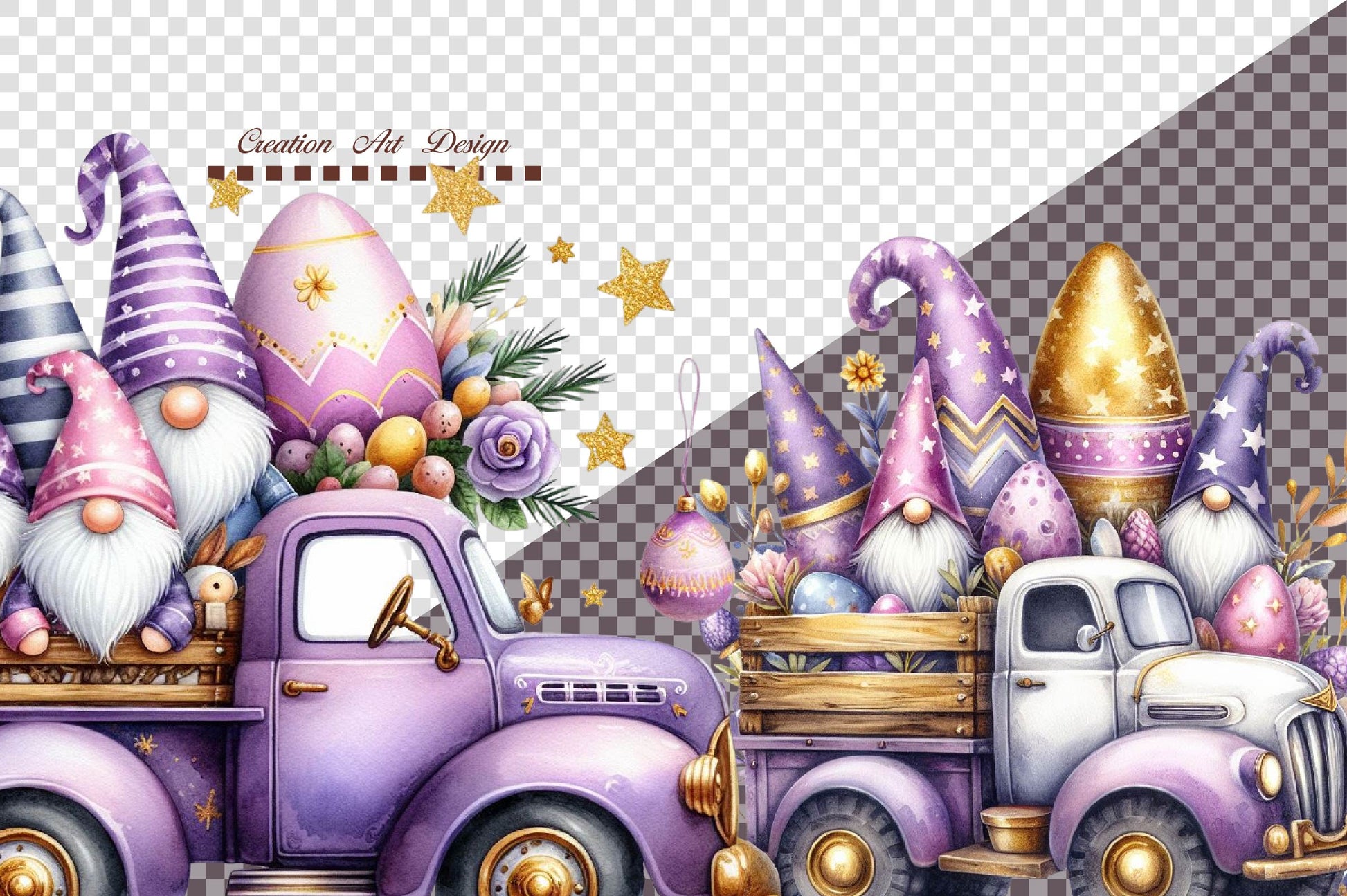 Easter Gnome Truck Clipart Bundle - CraftNest - Digital Crafting and Art