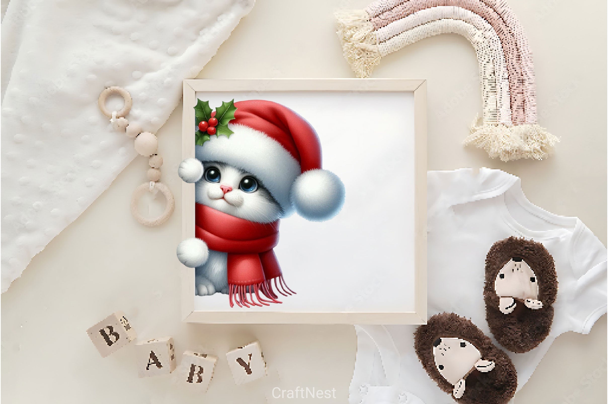 Christmas Cat Peeking Around Corner Clipart Bundle - CraftNest - Digital Crafting and Art