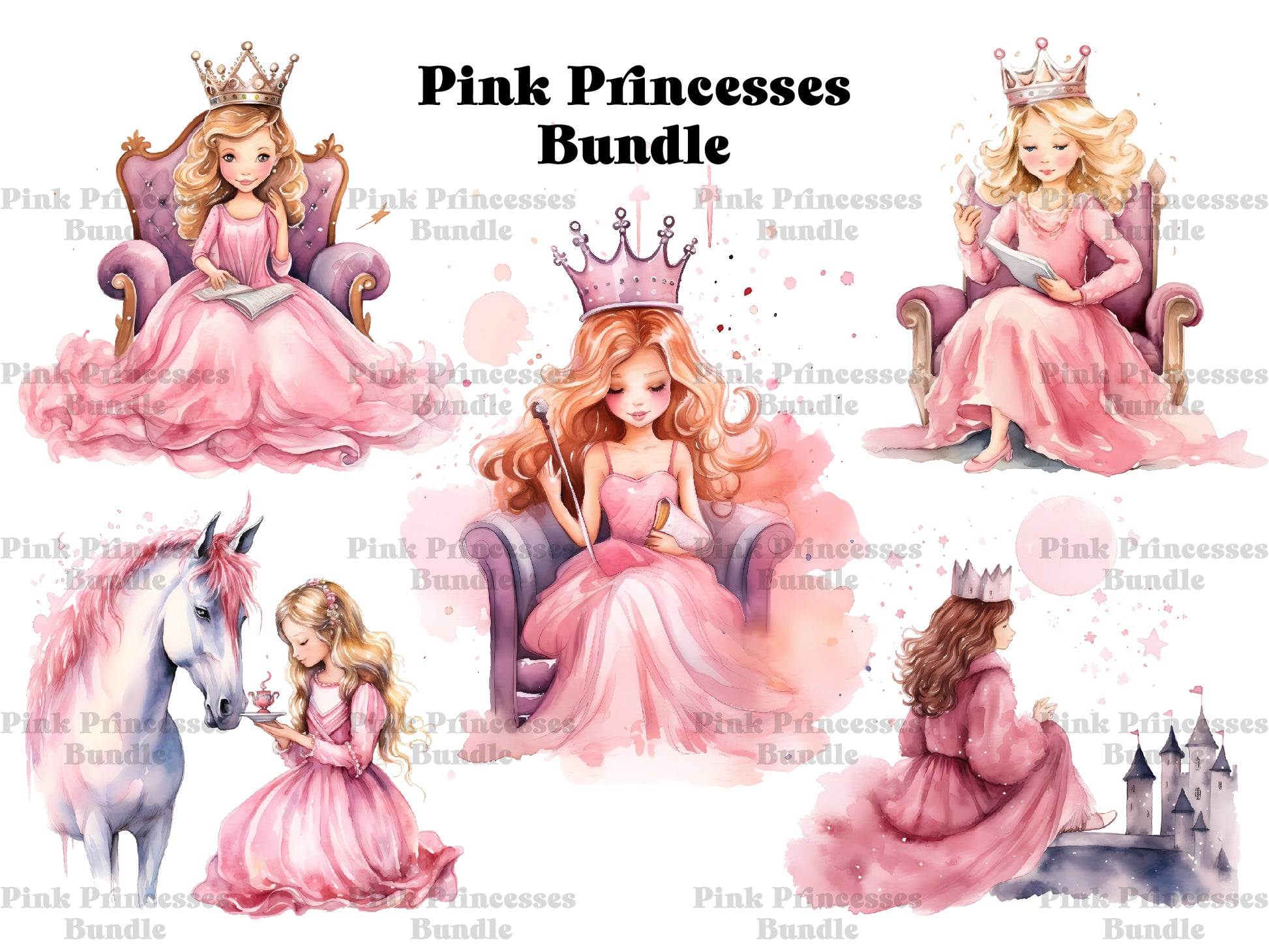 Pink Princesses Clipart - CraftNest