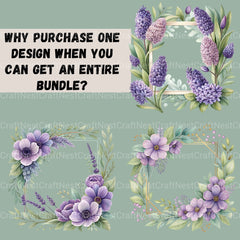 Purple Floral Frames Clipart Bundle - CraftNest - Digital Crafting and Art