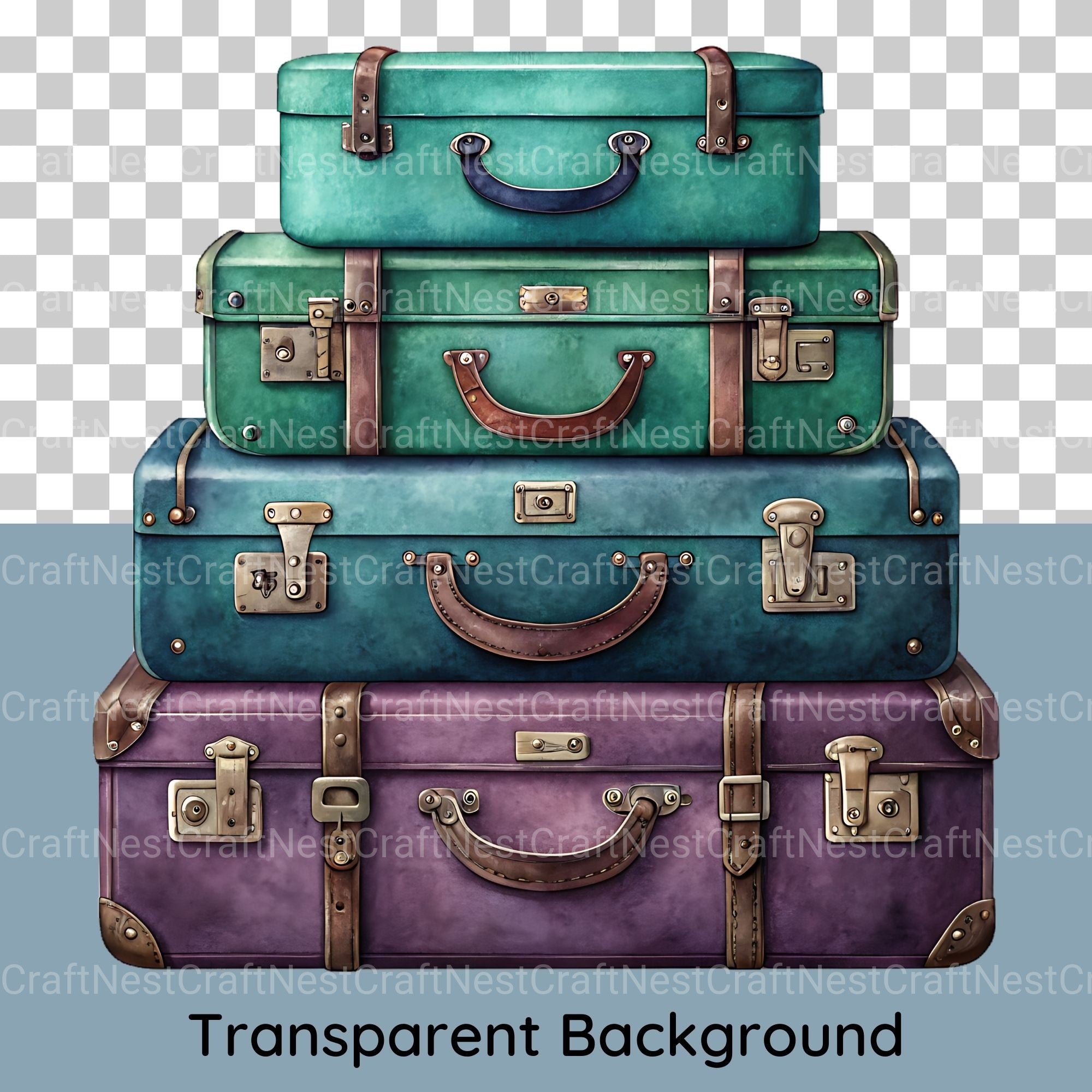 Vintage Suitcases Clipart Bundle - CraftNest - Digital Crafting and Art