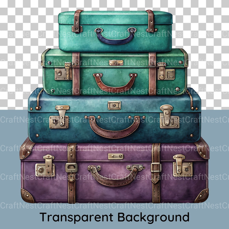 Vintage Suitcases Clipart Bundle - CraftNest - Digital Crafting and Art