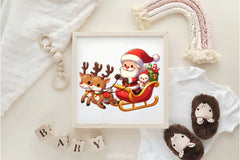 Cute Santa Christmas Reindeer Clipart Bundle - CraftNest - Digital Crafting and Art