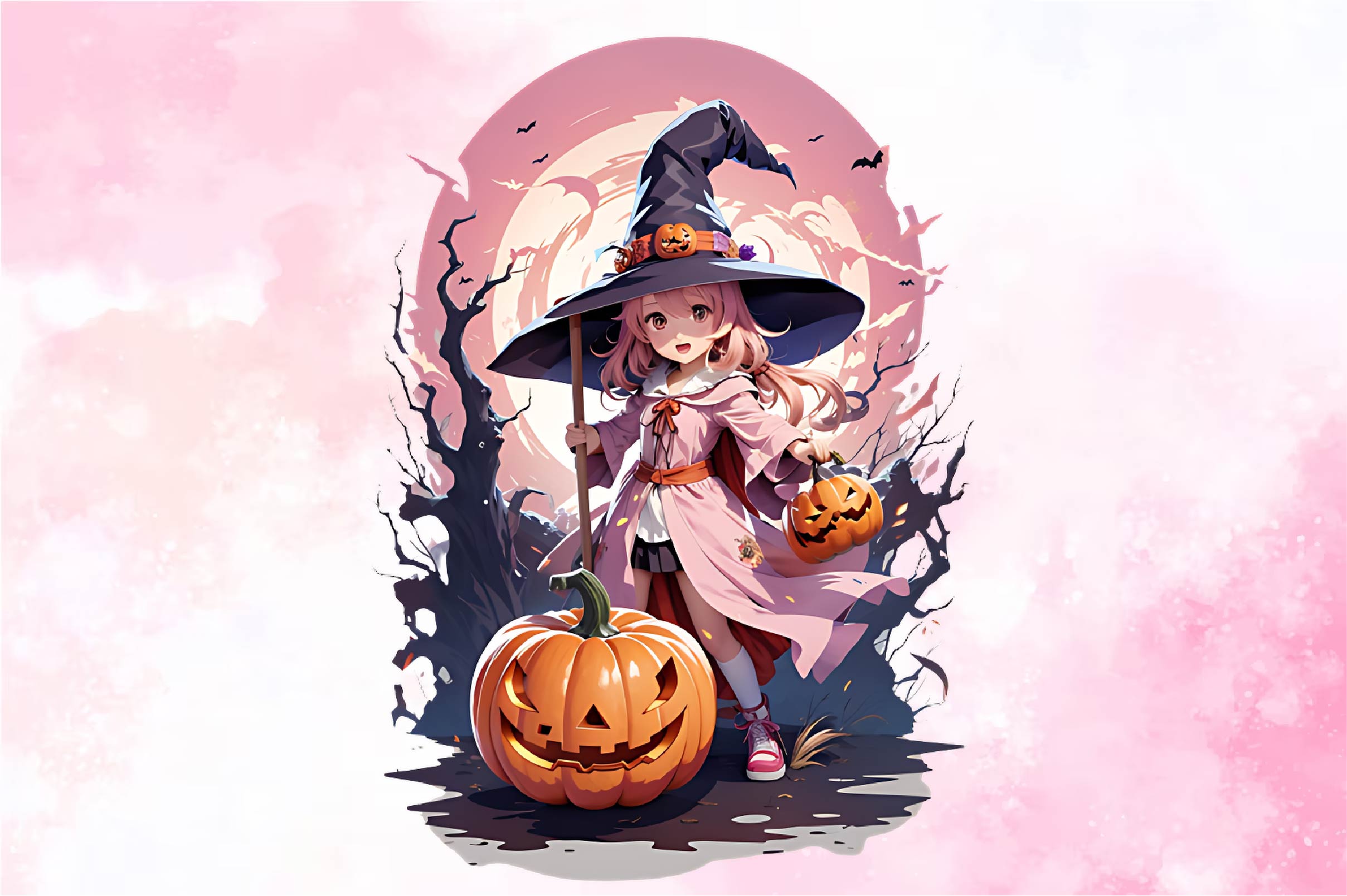 Pink Halloween Witch Clipart Bundle - CraftNest - Digital Crafting and Art