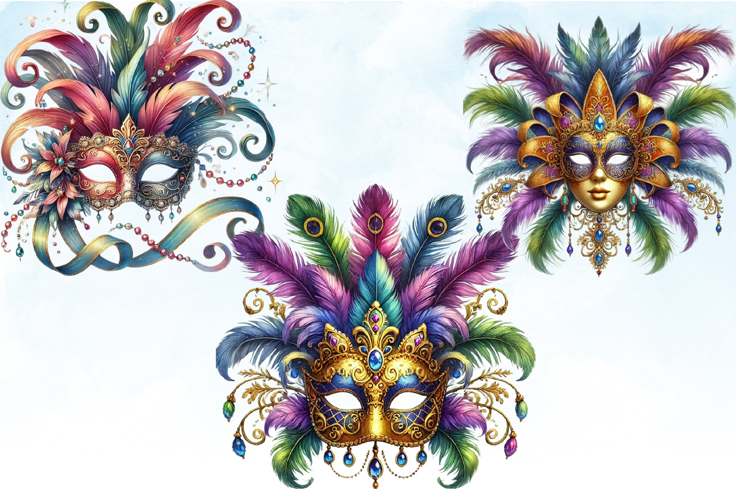 Mardi Gras Mask Clipart Bundle 5 - CraftNest - Digital Crafting and Art