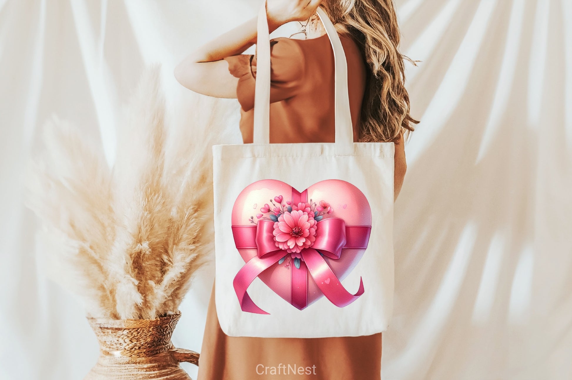 Valentine's Pink Heart Bow Clipart Bundle - CraftNest - Digital Crafting and Art