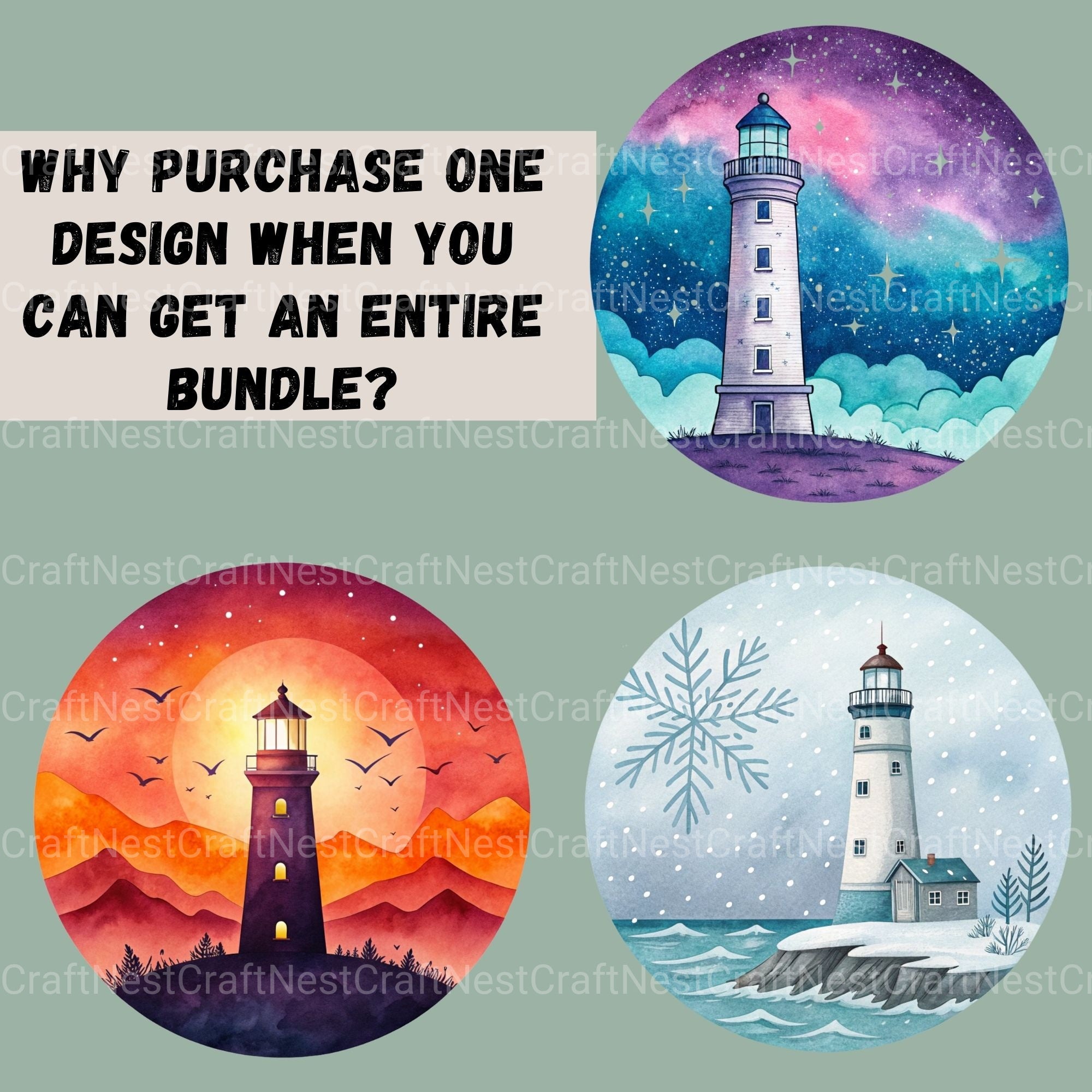 Lighthouses Updated Clipart Bundle - CraftNest - Digital Crafting and Art