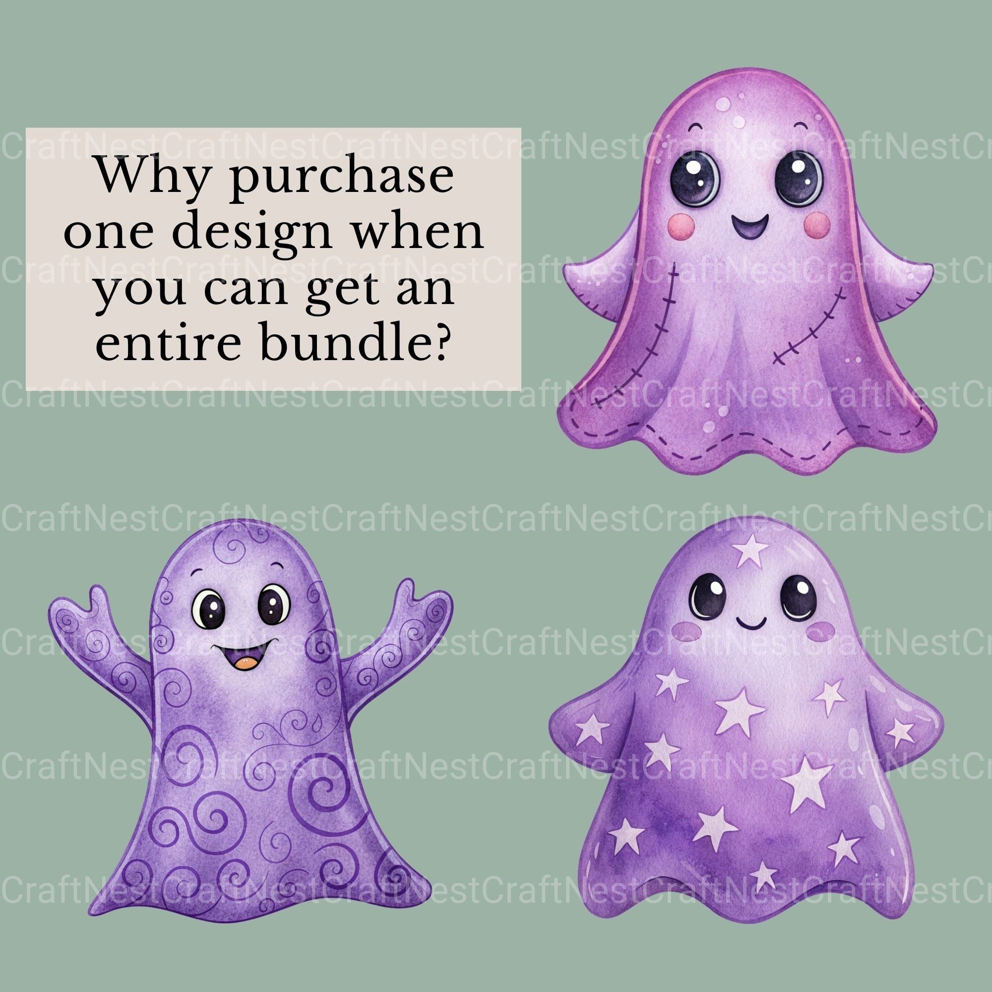 Purple Ghosts Clipart Bundle - CraftNest - Digital Crafting and Art