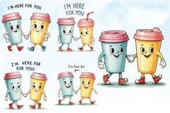 Kawaii Couple Coffee Clipart Bundle - CraftNest - Digital Crafting and Art