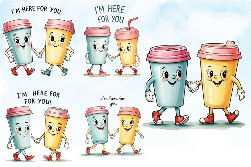 Kawaii Couple Coffee Clipart Bundle - CraftNest - Digital Crafting and Art