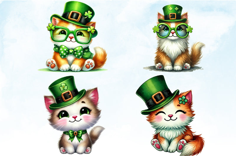 St Patrick's Day Cats Clipart Bundle - CraftNest - Digital Crafting and Art