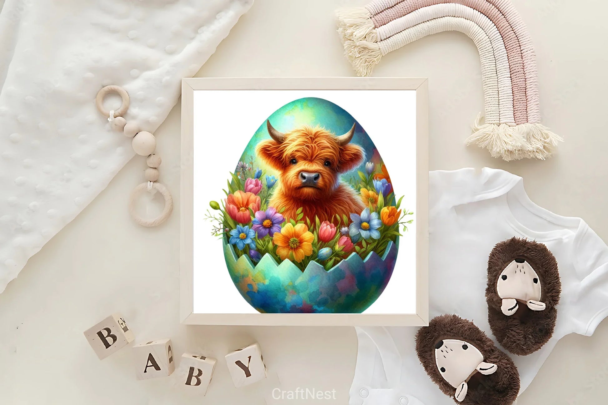 Easter Highland Cow Clipart Bundle 10 - CraftNest - Digital Crafting and Art