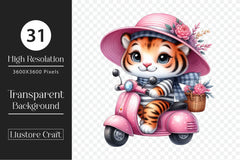 Cute Animals In Scooter Clipart Bundle - CraftNest - Digital Crafting and Art