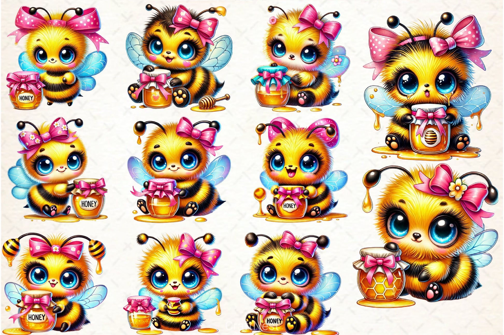 Cute Honey Bee Clipart Bundle - CraftNest - Digital Crafting and Art