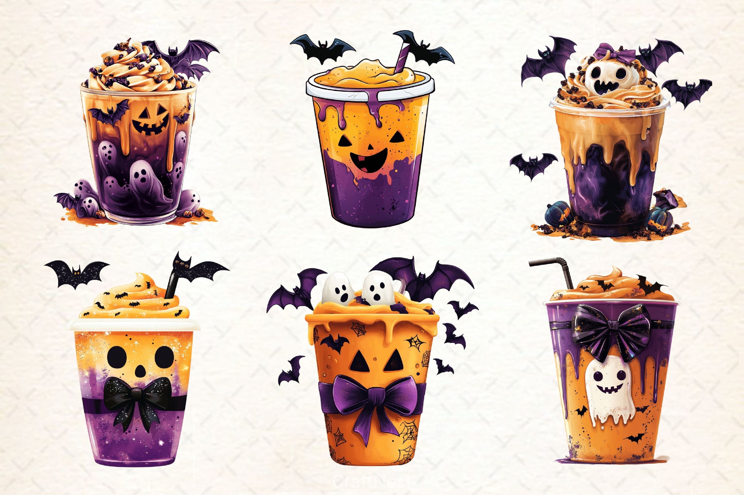Halloween Coffee Cup Clipart Bundle 6 - CraftNest - Digital Crafting and Art