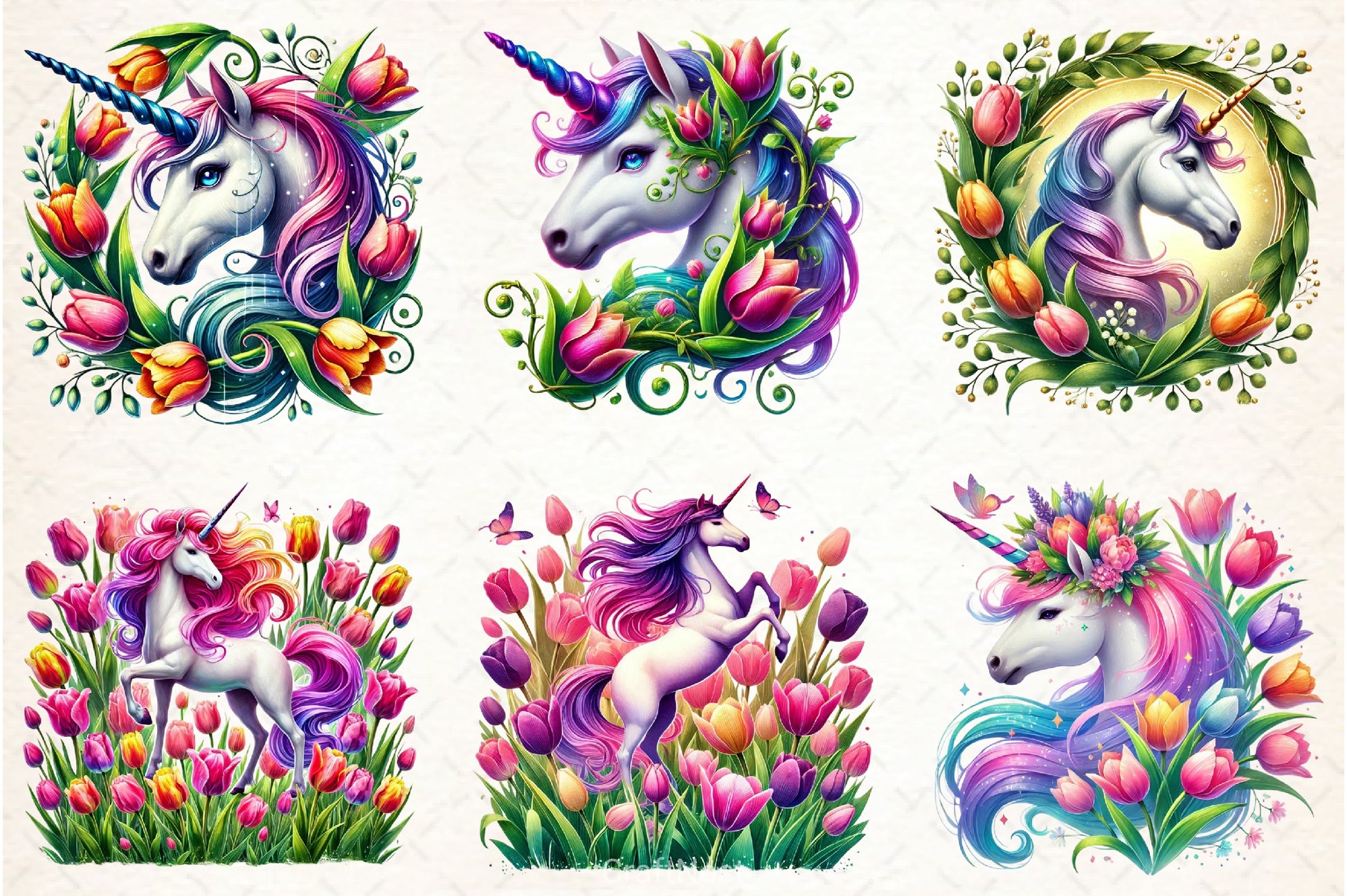 Unicorn Tulip Clipart Bundle - CraftNest - Digital Crafting and Art
