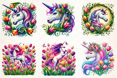 Unicorn Tulip Clipart Bundle - CraftNest - Digital Crafting and Art
