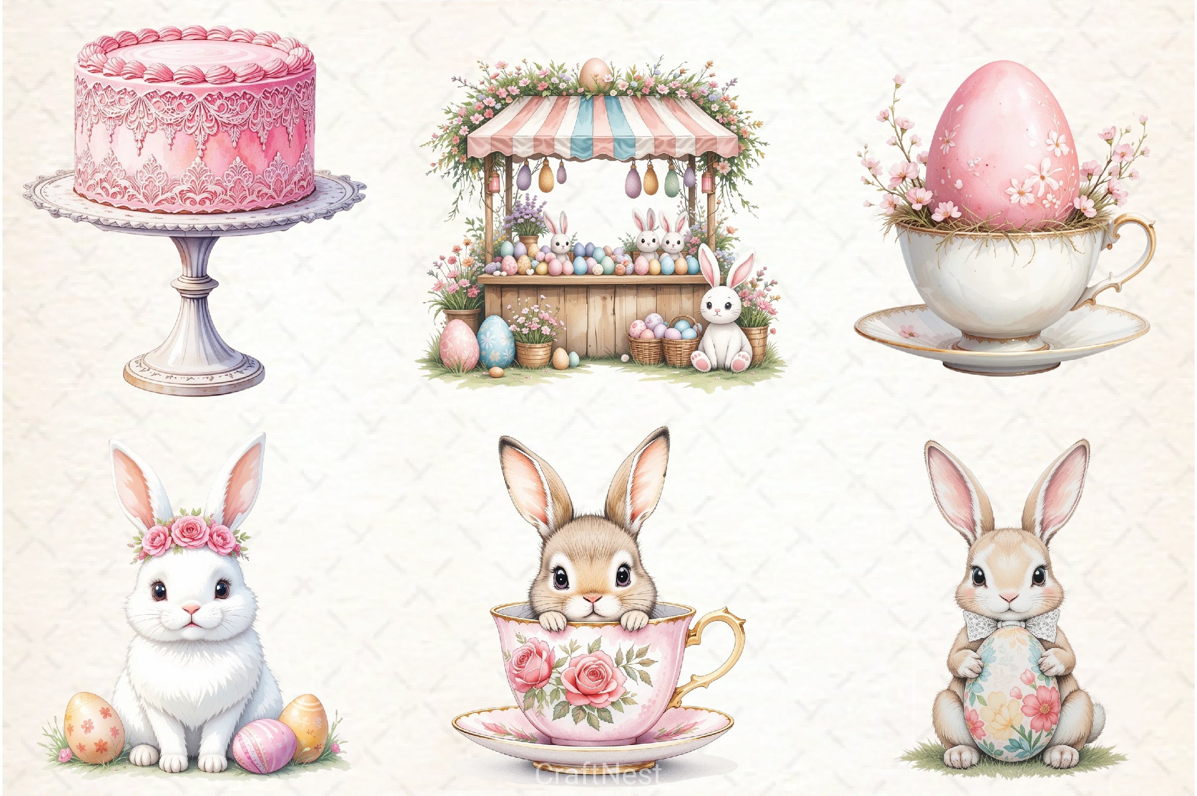 Pink Easter Clipart Bundle - CraftNest - Digital Crafting and Art