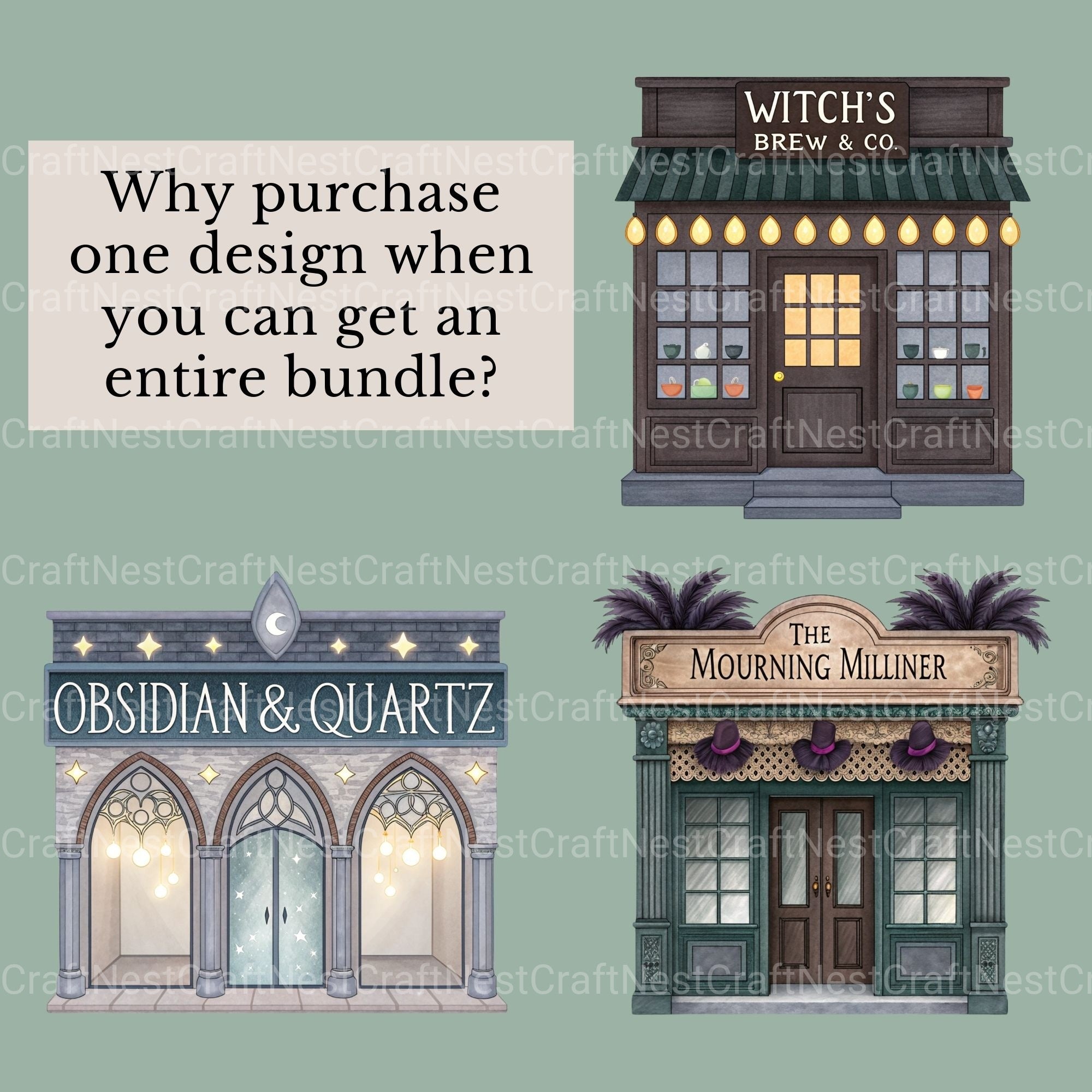 Village Shops Gothic Clipart Bundle - CraftNest - Digital Crafting and Art
