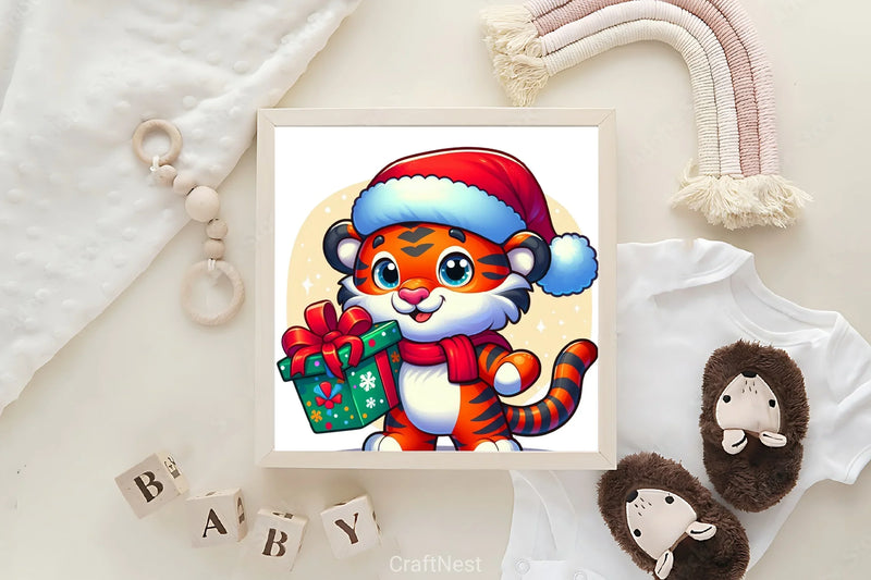 Cute Christmas Tiger Clipart Bundle - CraftNest - Digital Crafting and Art
