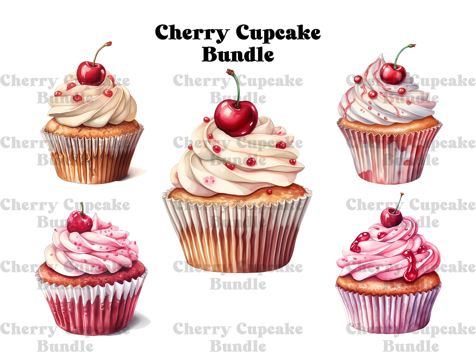 Cherry Cupcakes Clipart - CraftNest