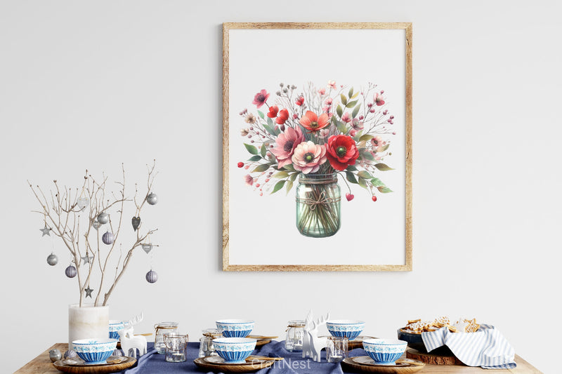 Valentine Flowers Jar Clipart Bundle - CraftNest - Digital Crafting and Art