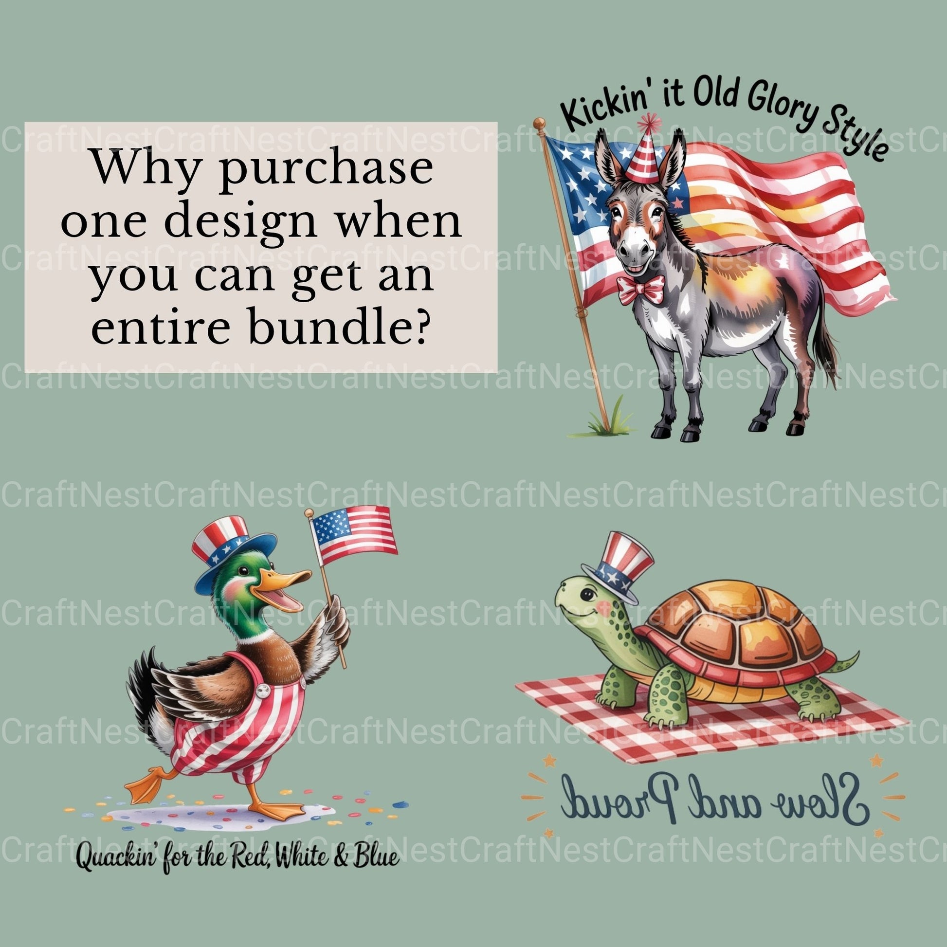 4Th Of July Animals 2 Clipart Bundle - CraftNest - Digital Crafting and Art