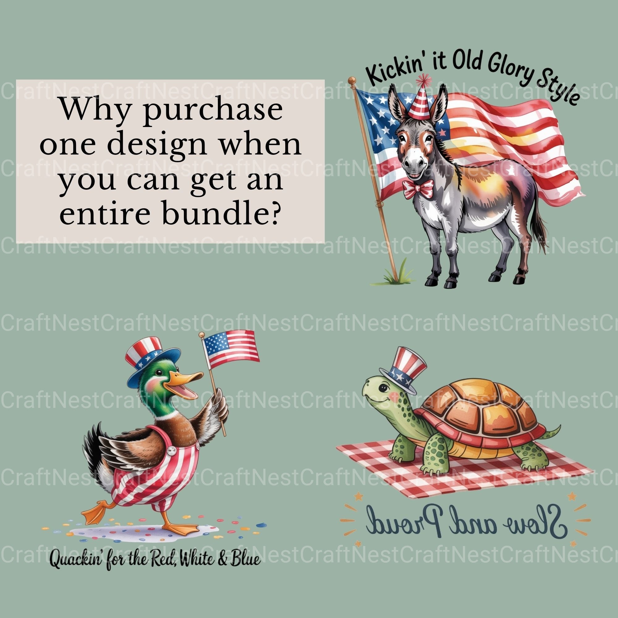 4Th Of July Animals 2 Clipart Bundle - CraftNest - Digital Crafting and Art