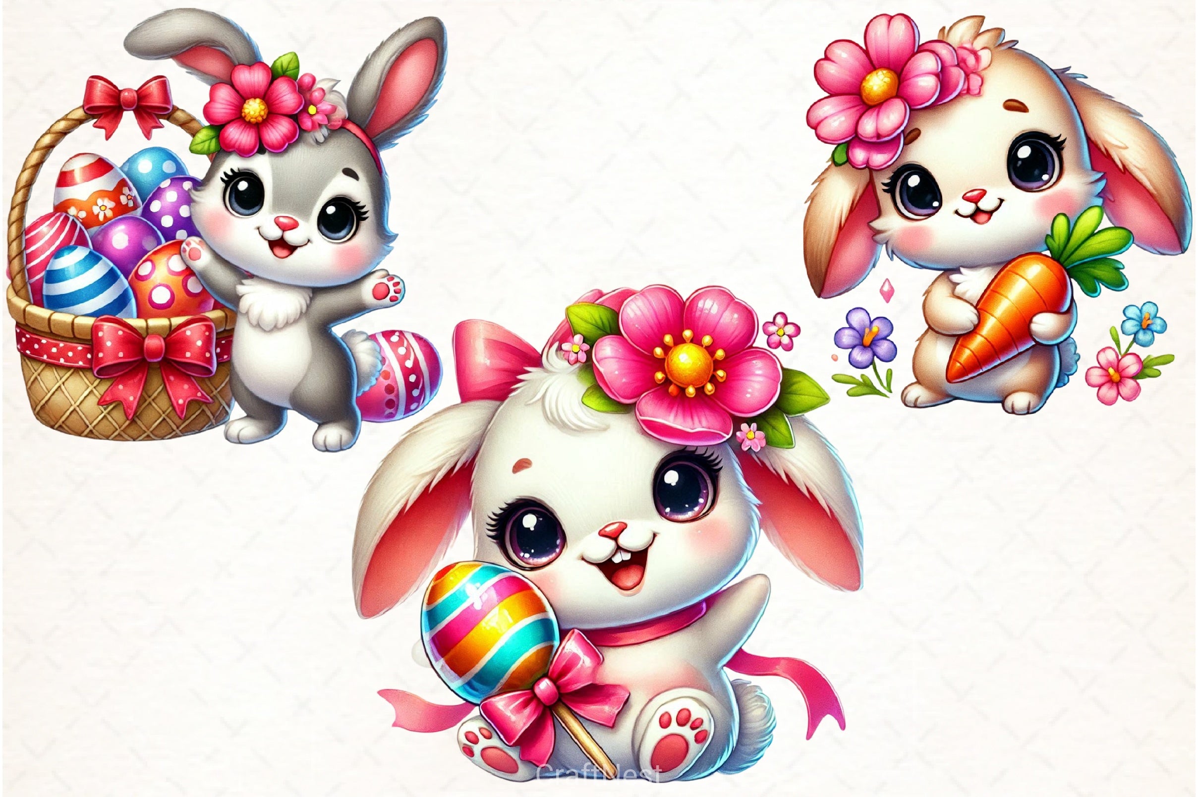 Cute Easter Bunny Clipart Bundle 49 - CraftNest - Digital Crafting and Art