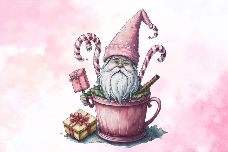 Christmas Gnome In A Cup Clipart Bundle 1 - CraftNest - Digital Crafting and Art