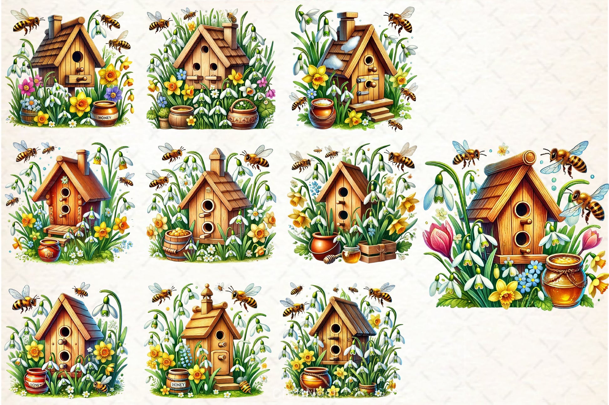 Spring Bee House Clipart Bundle - CraftNest - Digital Crafting and Art