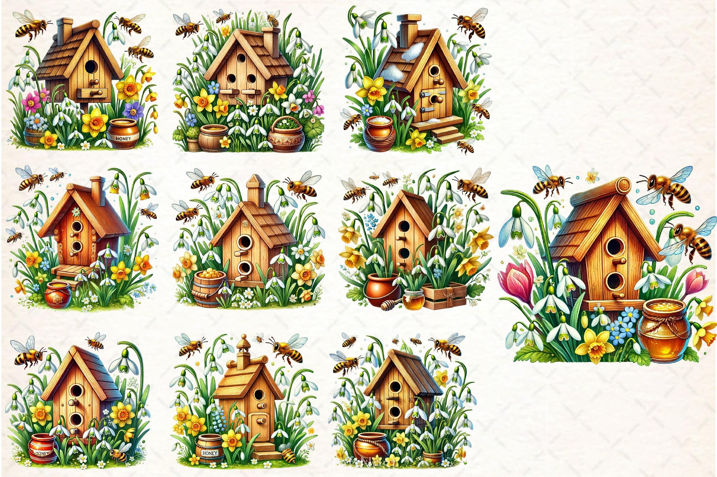 Spring Bee House Clipart Bundle - CraftNest - Digital Crafting and Art