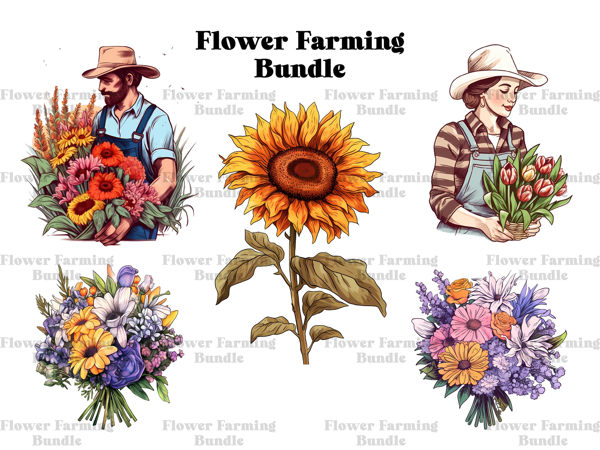 Flower Farming Clipart - CraftNest