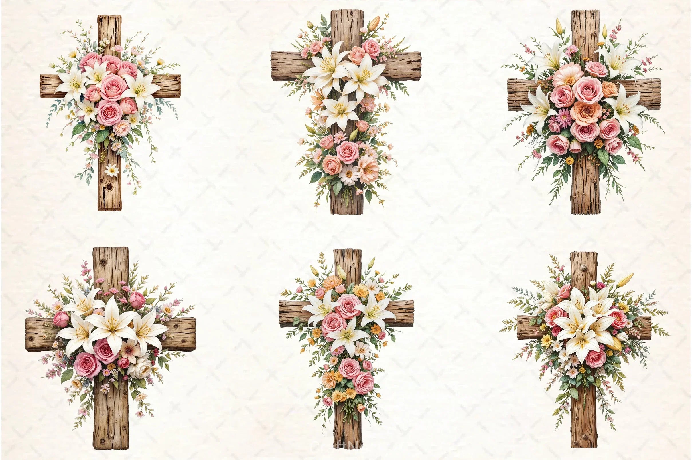 Floral Cross Clipart Bundle 2 - CraftNest - Digital Crafting and Art