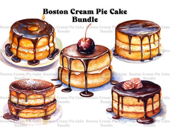 Boston Cream Pie Cakes Clipart - CraftNest