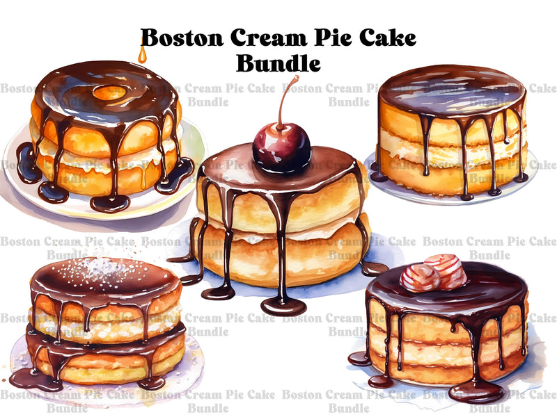 Boston Cream Pie Cakes Clipart - CraftNest